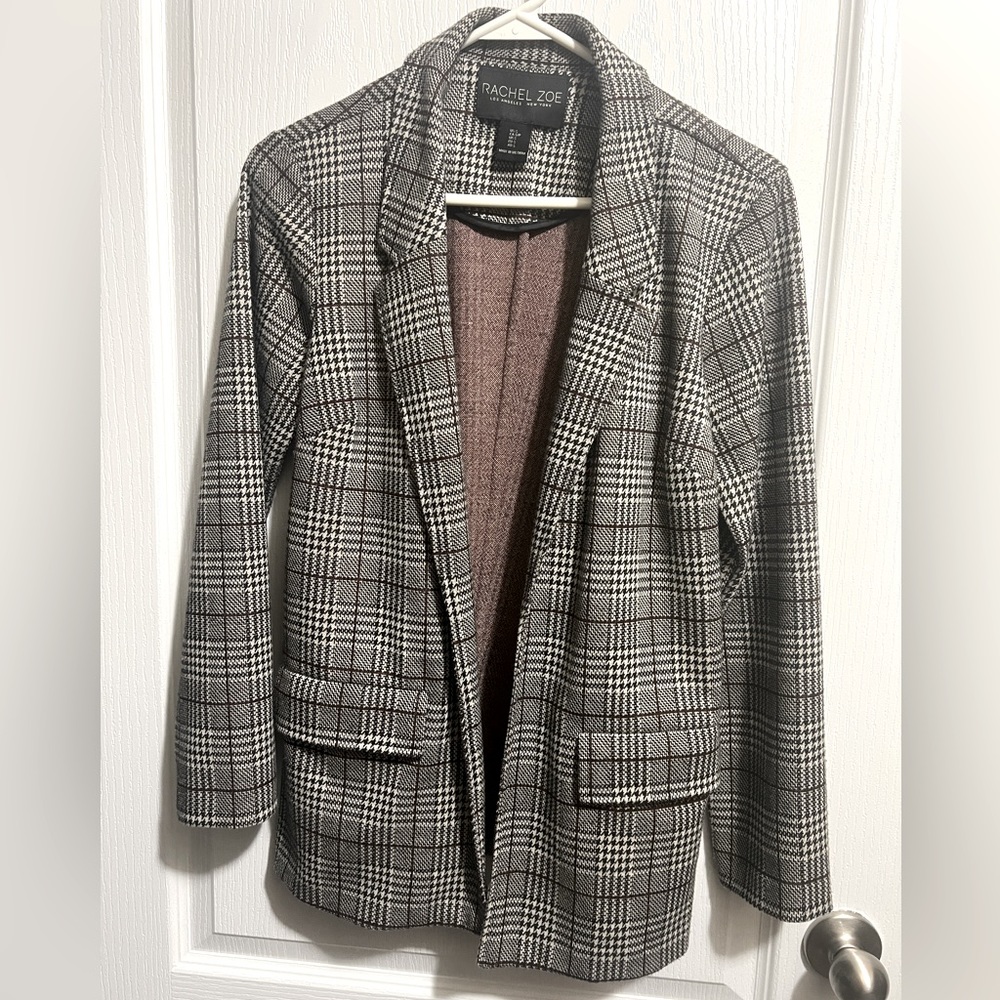 Rachel Zoe Checkered with Pockets Open Knit Blazer💖